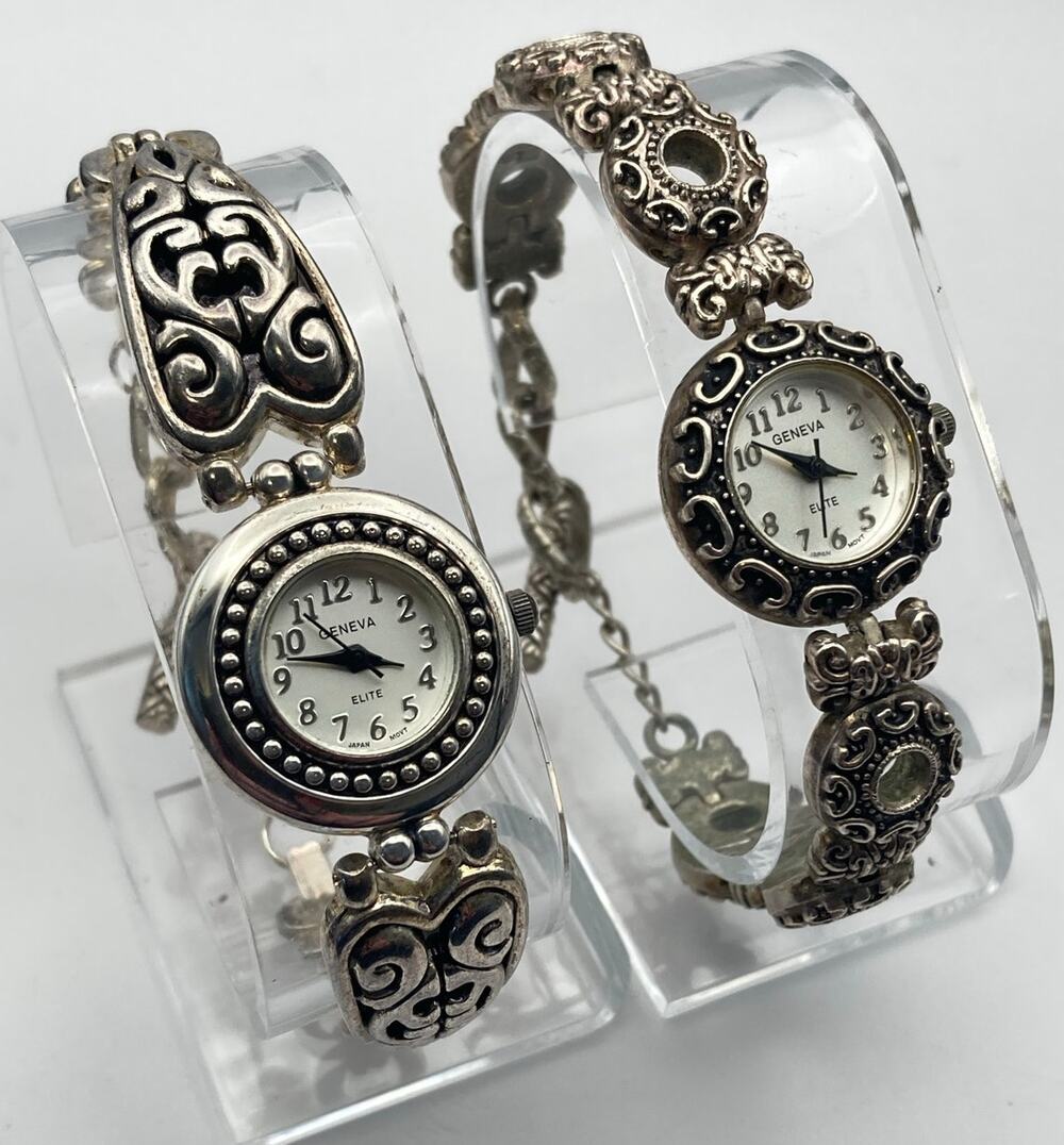 Geneva Elite Women's Watches (2) Vintage Style - Fresh Batteries - Adjustable